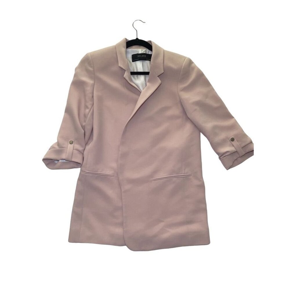 Zara Women's Beige Blazer Medium Tailored Mid-Length Jacket - Picture 4 of 16
